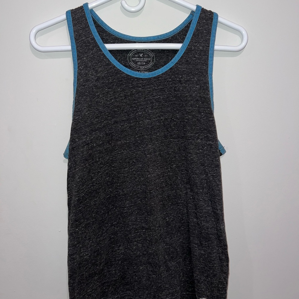 Men’s tank top. Size XS. Grey and Blue. Brand is American Eagle